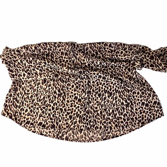 Lane Bryant Women's Leopard Print Blouse 22/24 Button Front Roll Tab Sleeve EUC - Picture 6 of 14